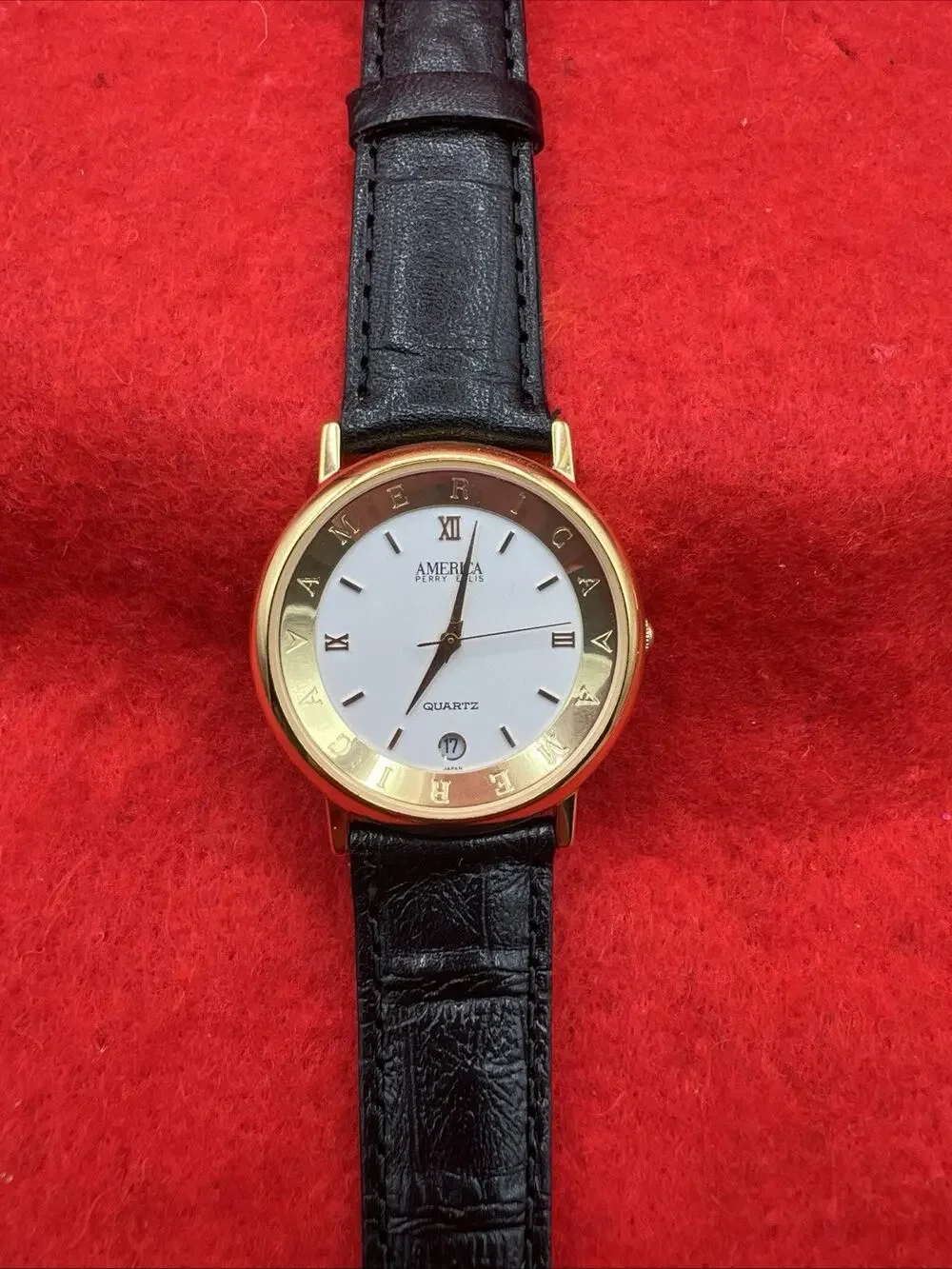 Perry Ellis Quartz Watch AMERICA Collection Genuine Leather Water Resistant